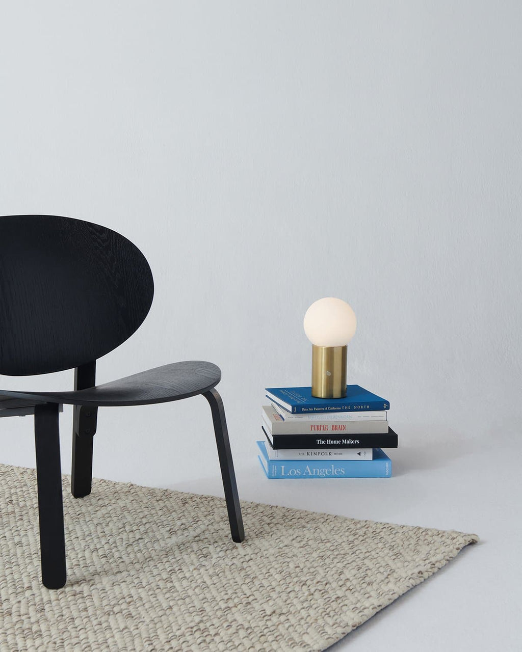 Brightech Kai brass table lamp with frosted glass globe, gallery image 4