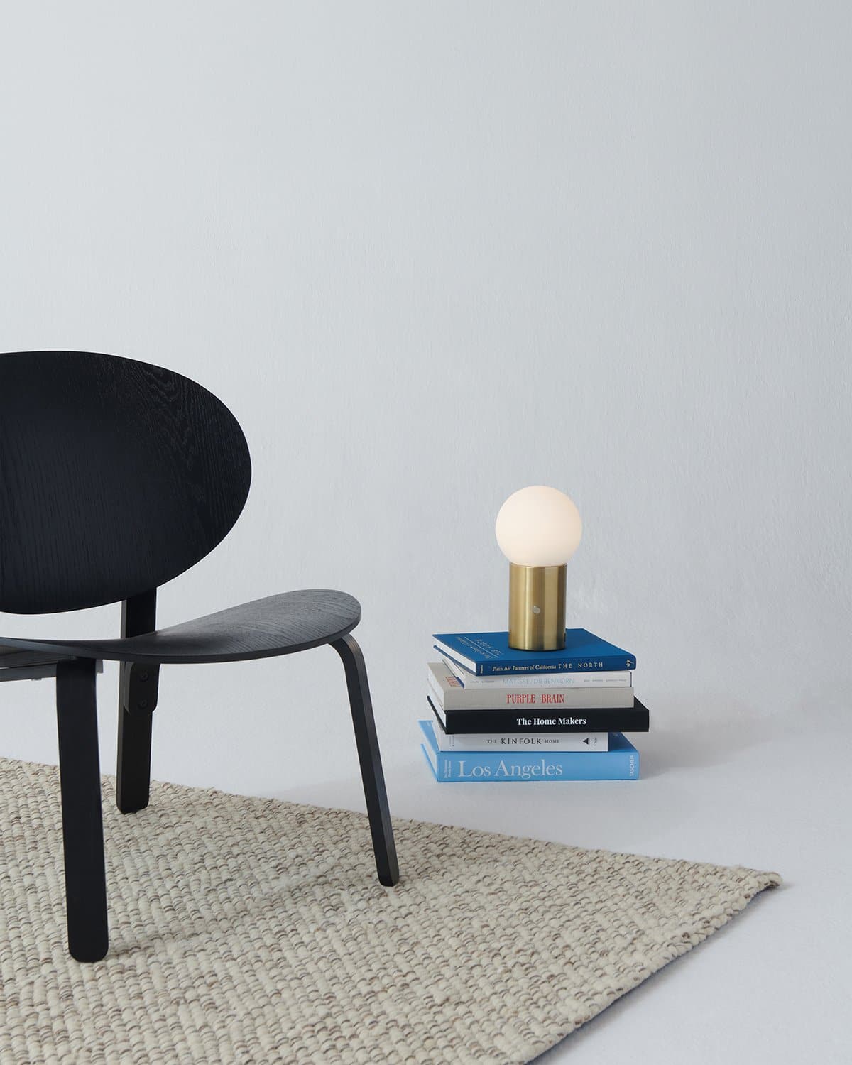 Brightech Kai brass table lamp with frosted glass globe, gallery image 4