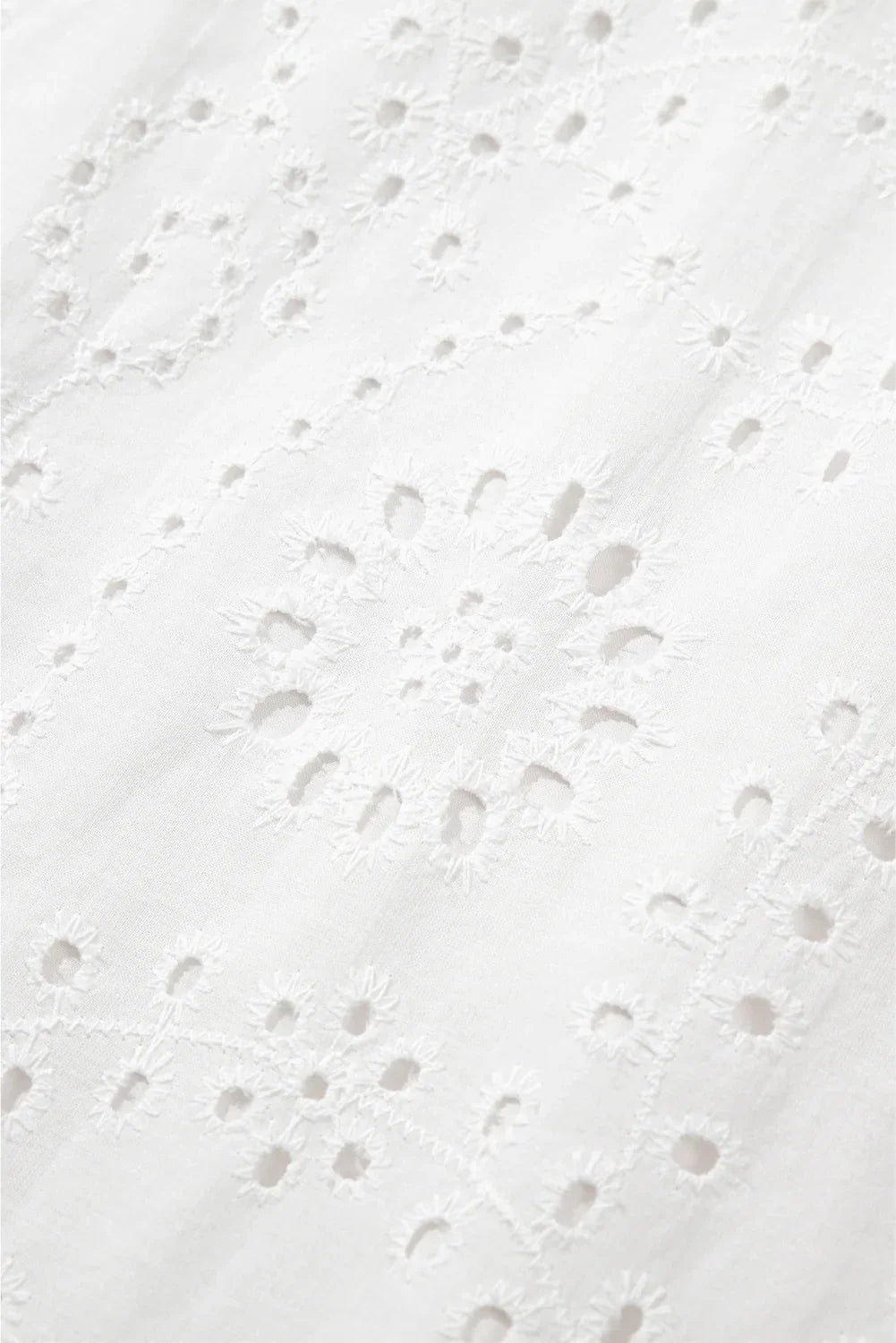 White Floral Eyelet Embroidered Sleeveless Cotton Shift Dress