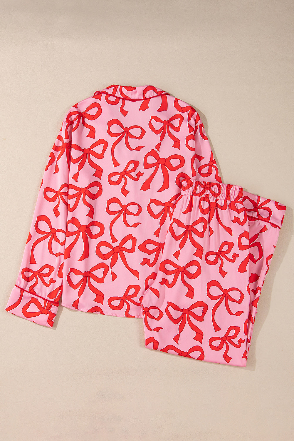Bow print button-up pajama set – view 4