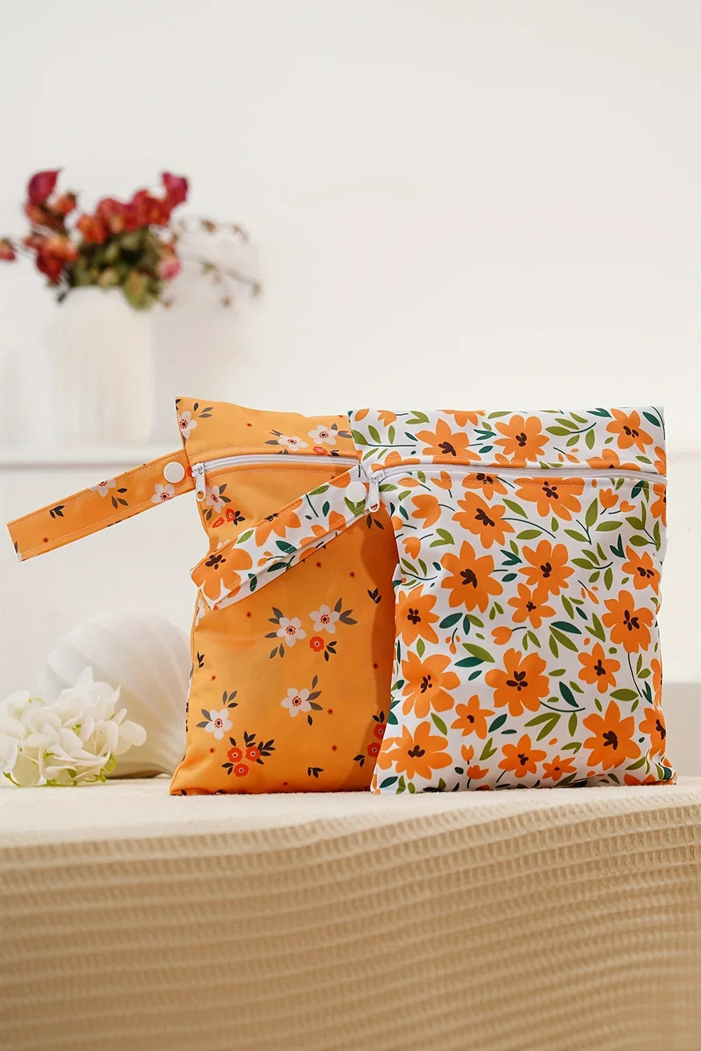 2-Piece Floral Canvas Zip Organizer Bag Set