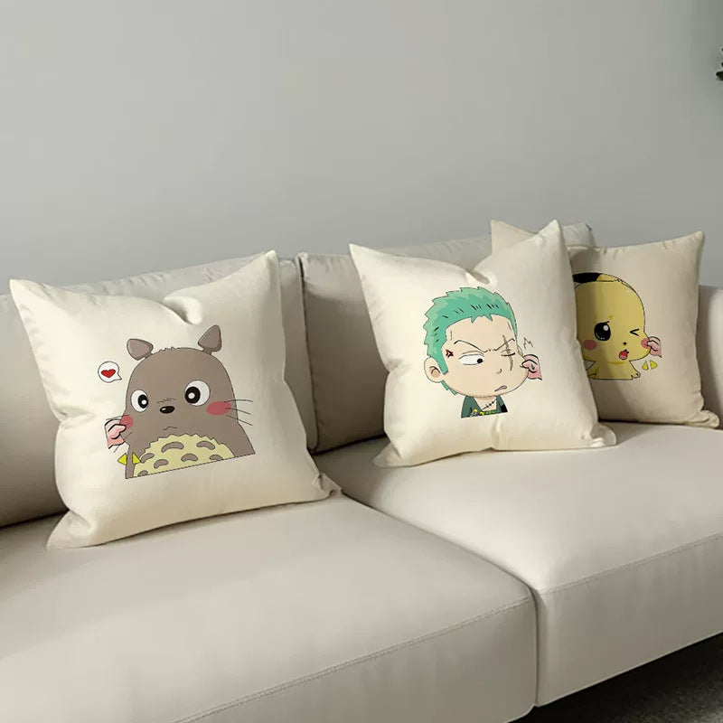 Cute Smiling Face Double-Sided Plush Throw Pillow Cover with Insert