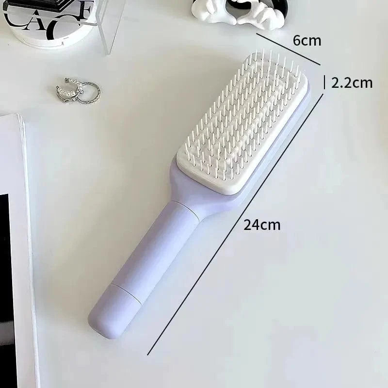 Self-cleaning hairbrush in Purple