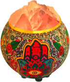 Himalayan salt lamp in a carved bowl – view 2