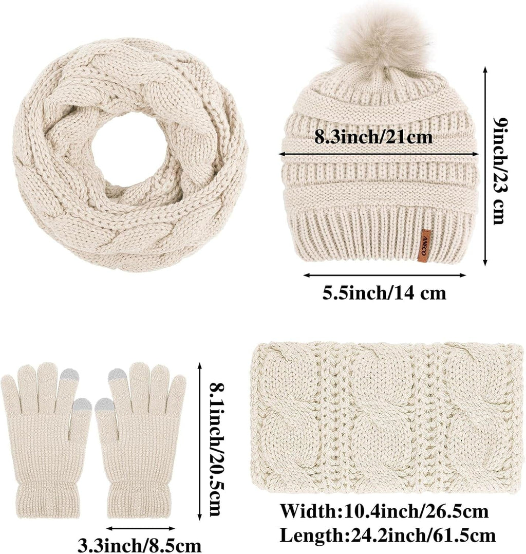 Pom-pom beanie, loop scarf and gloves set – view 2