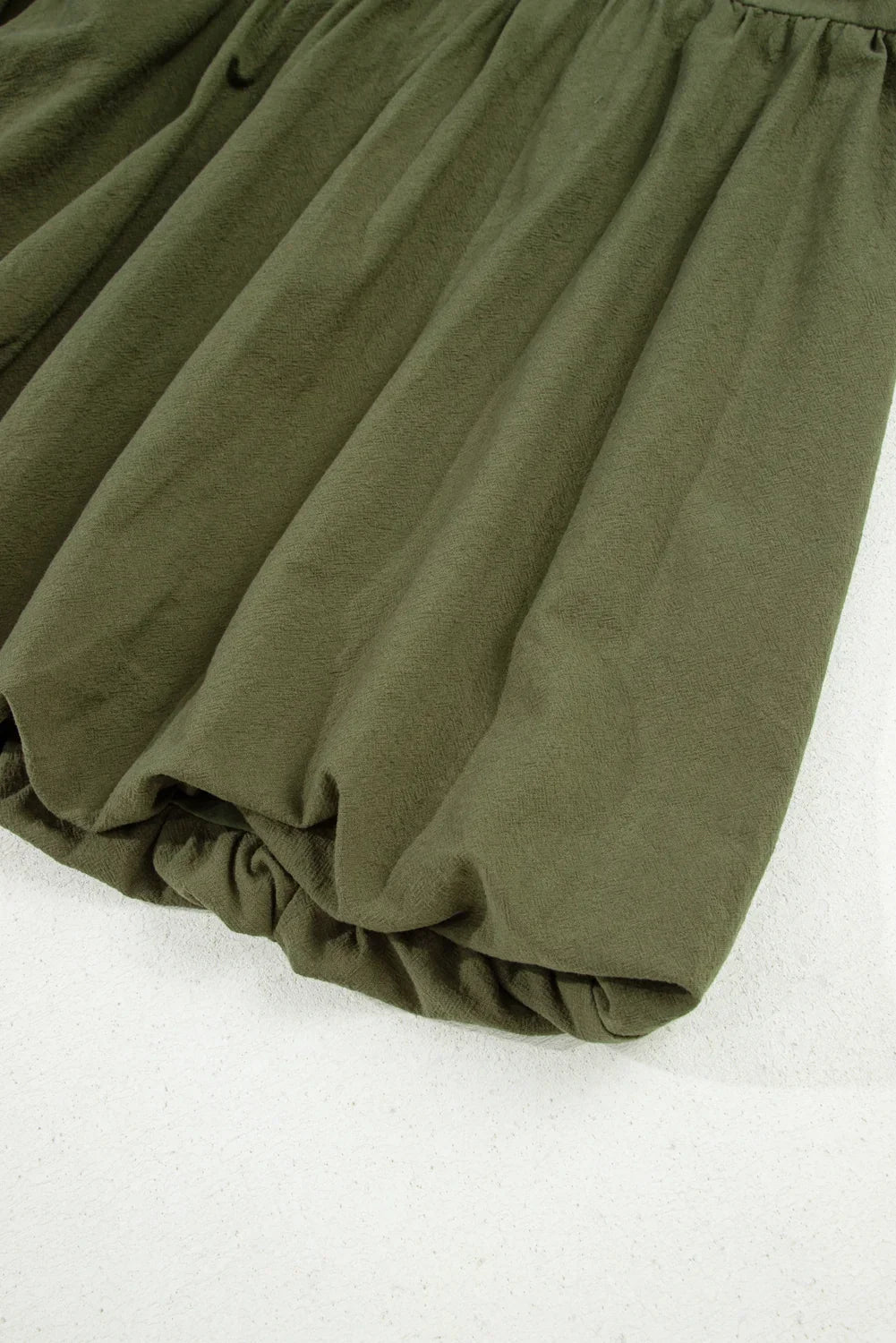Plus Size Green Cotton Long Sleeve Bubble Hem Mini Dress