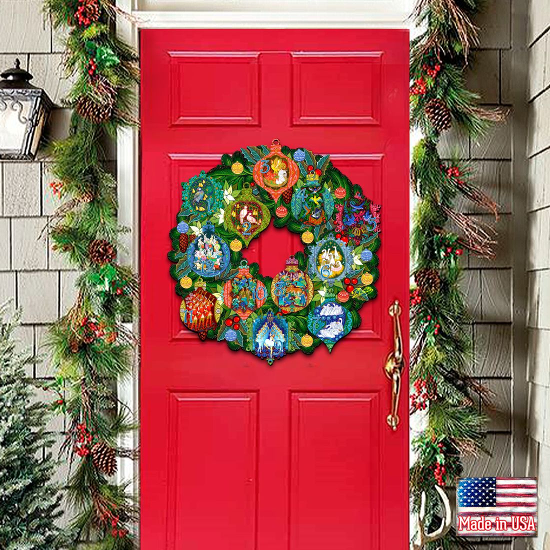 12 Days of Christmas wooden door hanger by G.DeBrekht, gallery image 3
