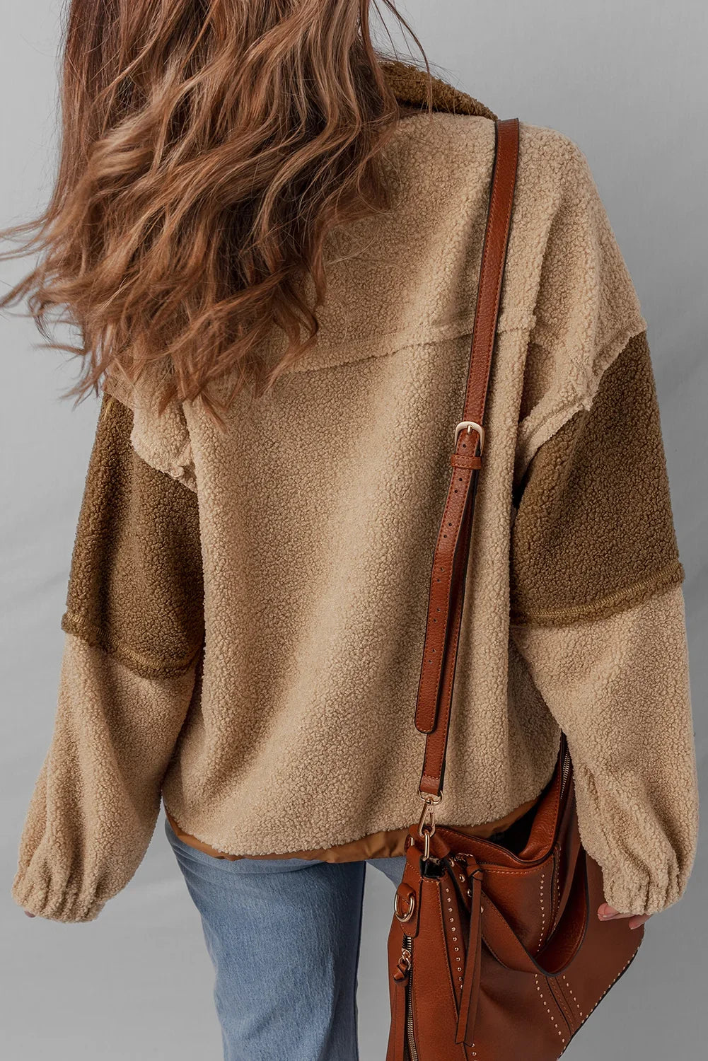 Color block sherpa half-button sweatshirt – view 2