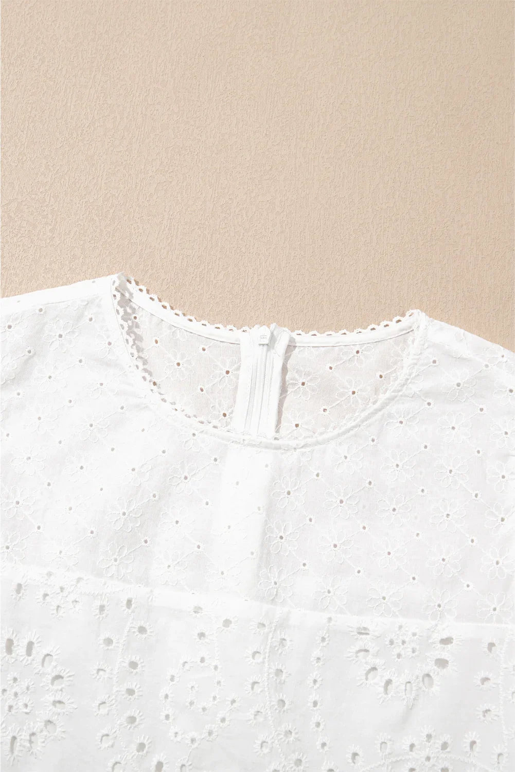 White Floral Eyelet Embroidered Sleeveless Cotton Shift Dress