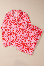 Bow print button-up pajama set – view 3