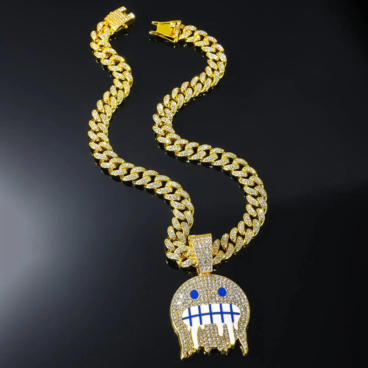 Iced face pendant and Cuban chain – view 7