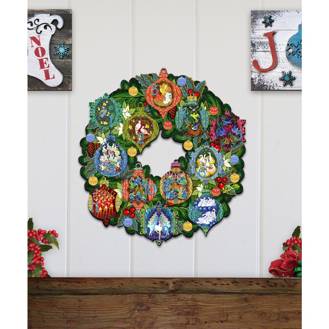 12 Days of Christmas wooden door hanger by G.DeBrekht, gallery image 6