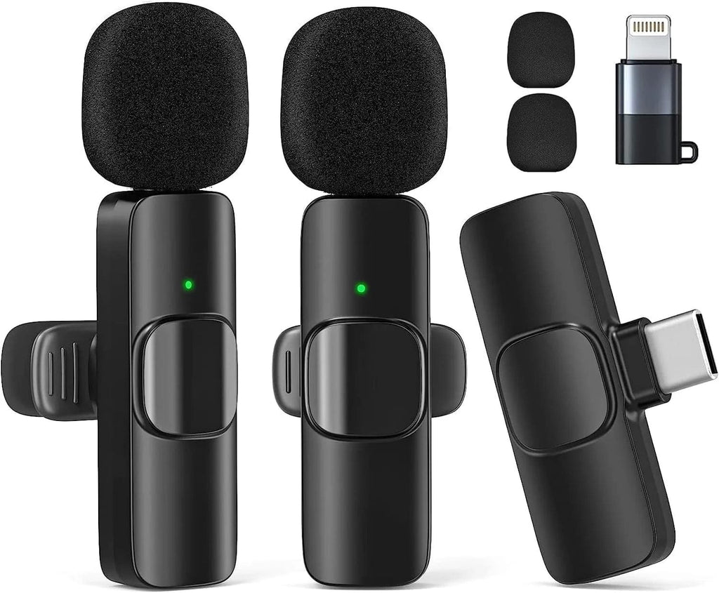 Dual wireless lavalier microphones – view 1