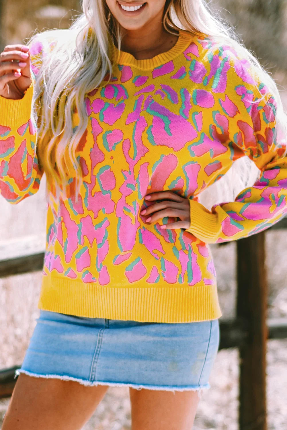 Abstract print oversized sweater – view 1