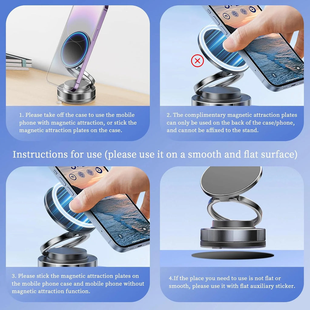 360°Rotation Vacuum Magnetic Phone Holder One-Handed Operation Foldable Adjustable Magnetic Phone Holder