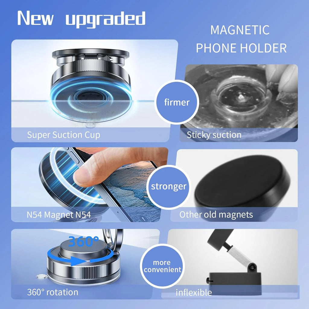 360°Rotation Vacuum Magnetic Phone Holder One-Handed Operation Foldable Adjustable Magnetic Phone Holder