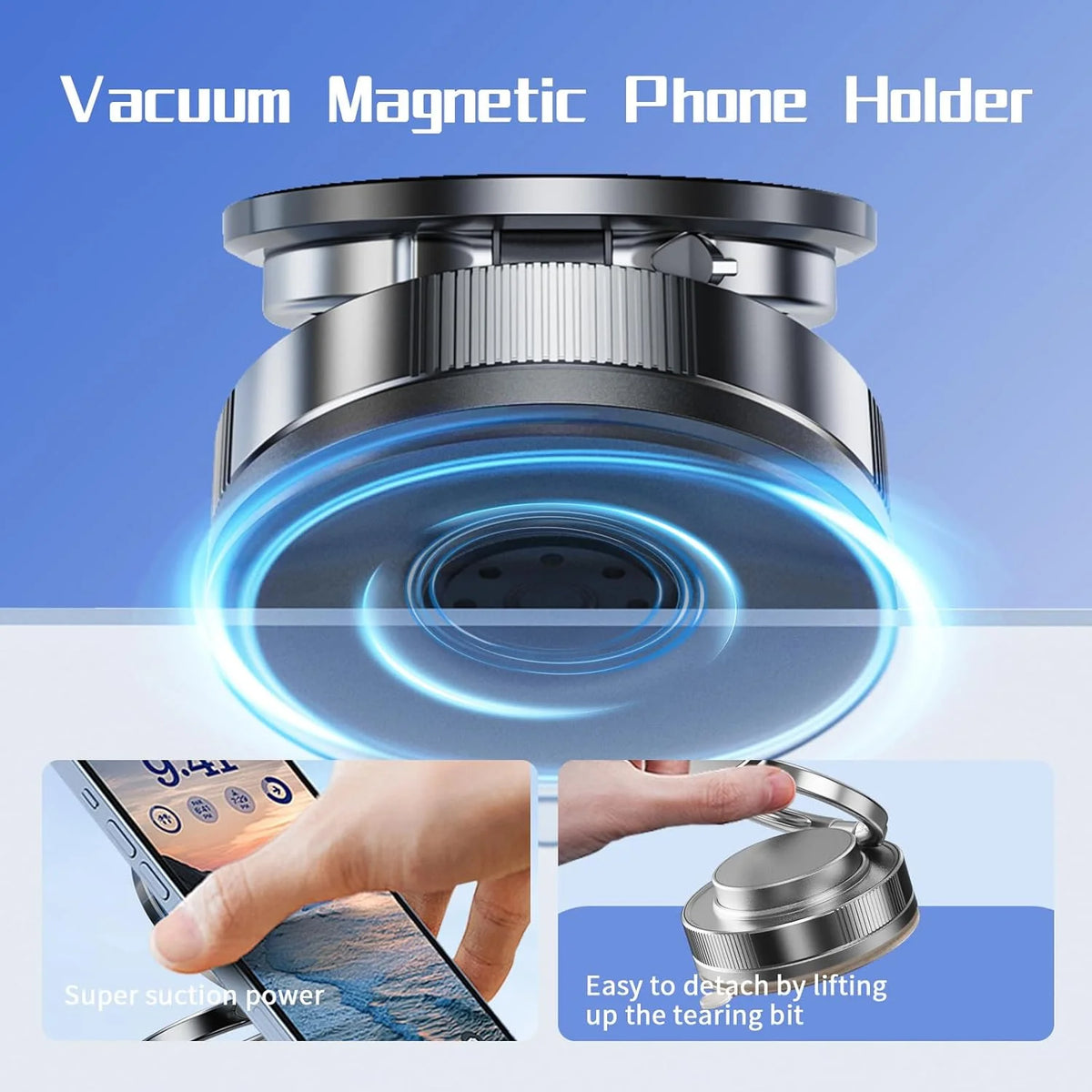 360°Rotation Vacuum Magnetic Phone Holder One-Handed Operation Foldable Adjustable Magnetic Phone Holder