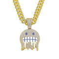 Iced face pendant and Cuban chain – view 1