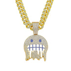 Iced face pendant and Cuban chain – view 1