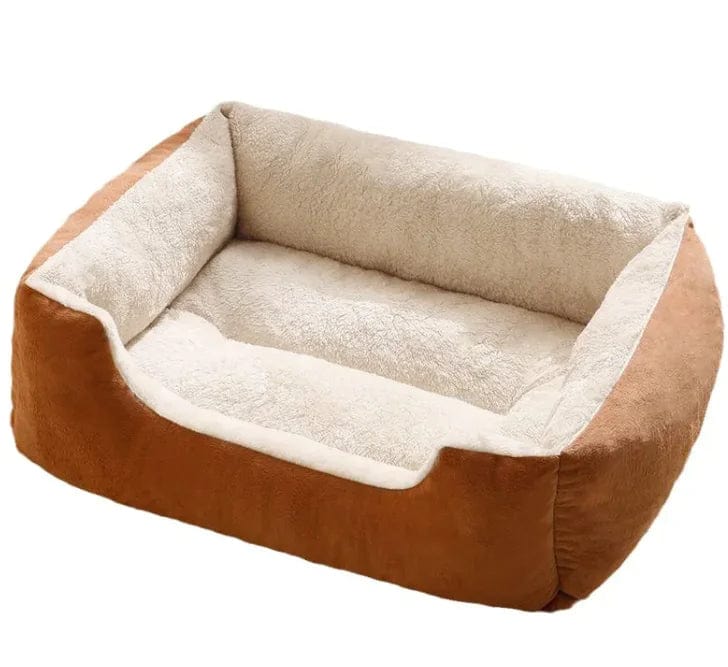Cushioned round pet bed in Coffee