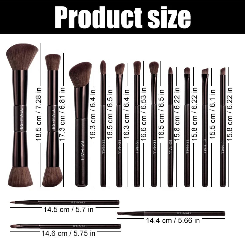 BS-MALL Aluminium Handle Makeup Brush Set Luxury Cosmetics Tools Custom Logo OEM Soft Synthetic Eyeshadow Foundation Brushes Set