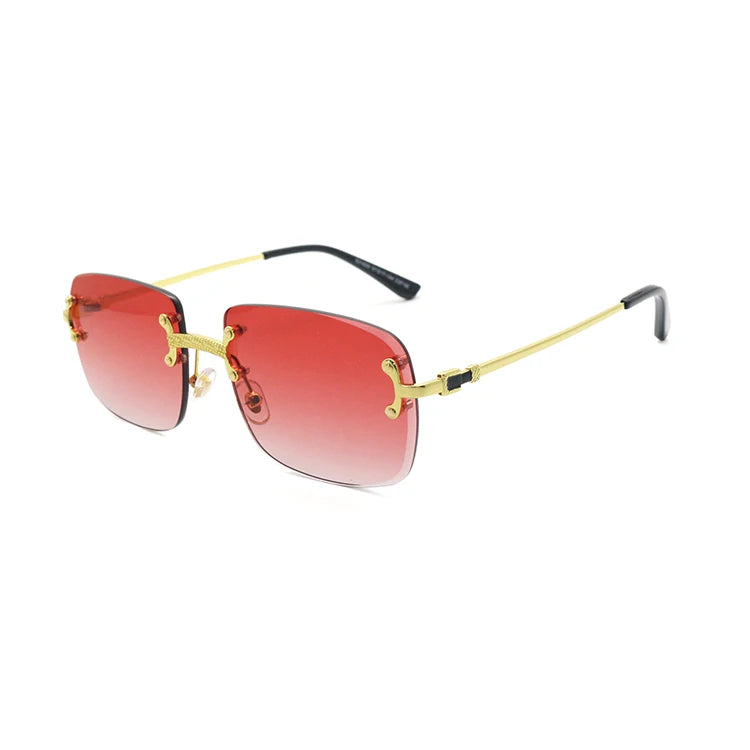 2024 Luxury Designer Ladies Sunglasses Stylish Gold Rimless Rectangle and Square Frames Polarized Lenses