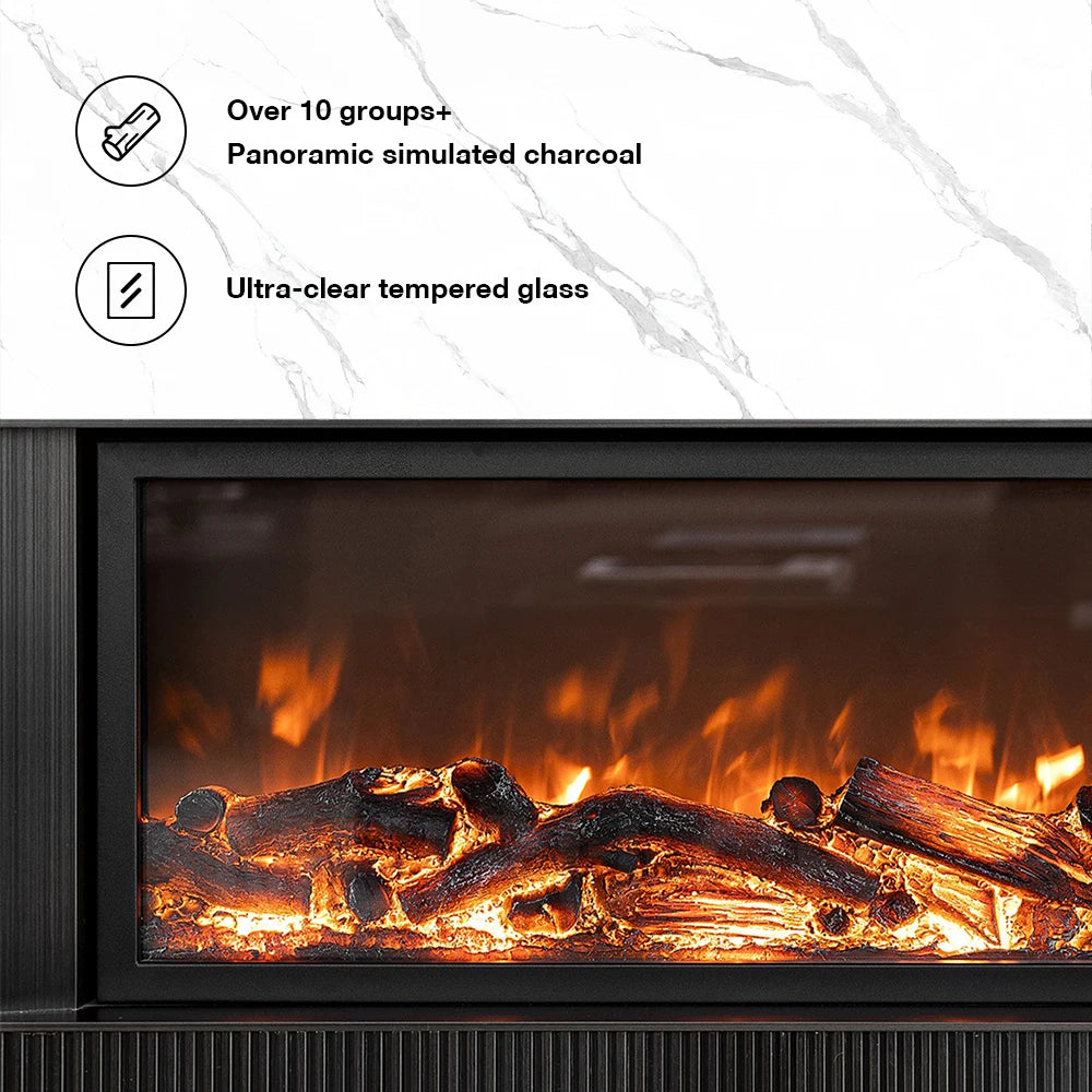 MEISU.CH Decorative Mantel Transparent Master Flame Thin Electric Fireplaces Double Side 3d Log