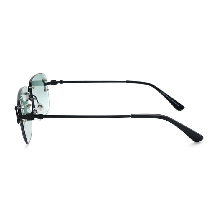 2024 Luxury Designer Ladies Sunglasses Stylish Gold Rimless Rectangle and Square Frames Polarized Lenses