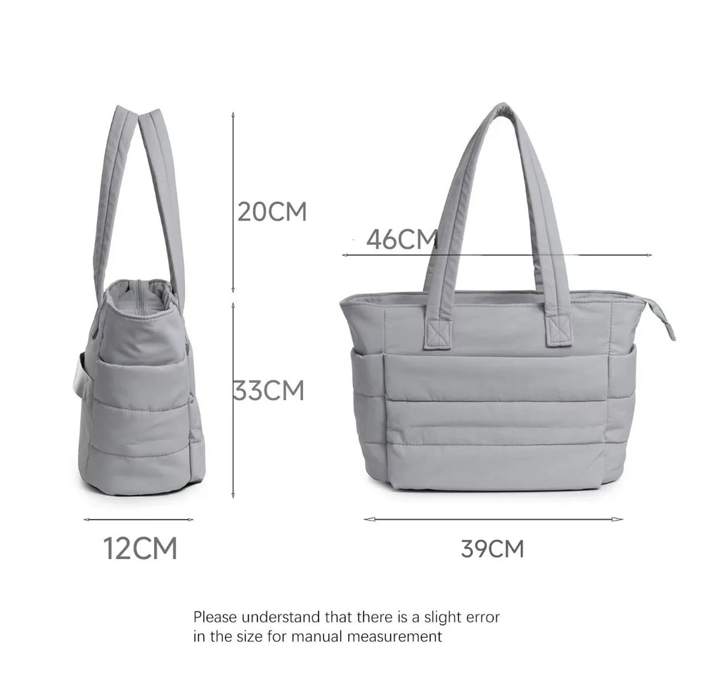 Puffy Tote Bag Women Waterproof Lightweight Shopping Beach Travel Bag with Zipper Soft Summer Handbag