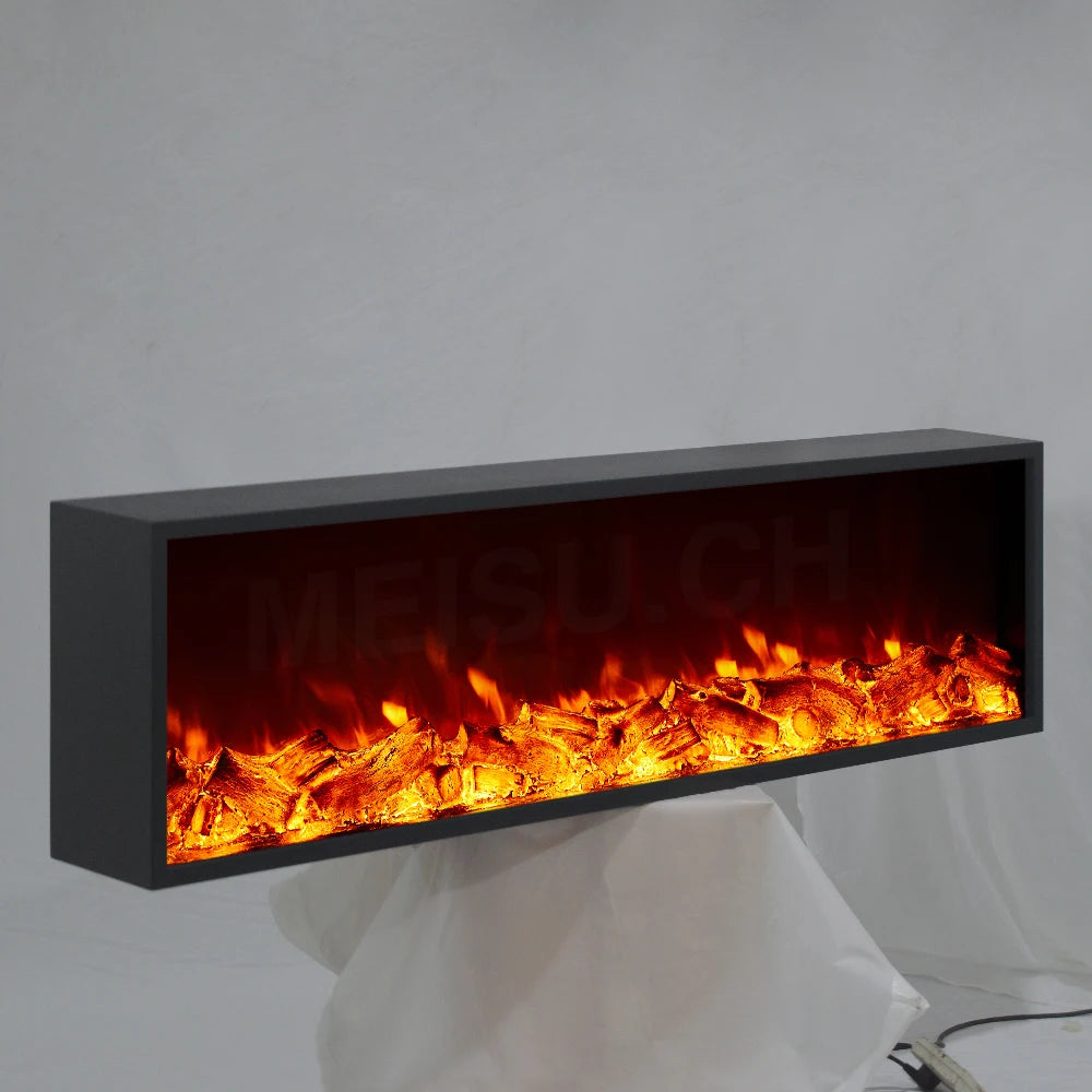 MEISU.CH Decorative Mantel Transparent Master Flame Thin Electric Fireplaces Double Side 3d Log