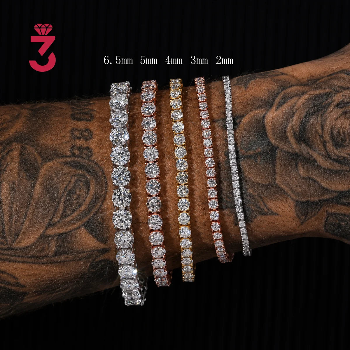 Moissanite tennis bracelet in 925 sterling silver, gallery image 4