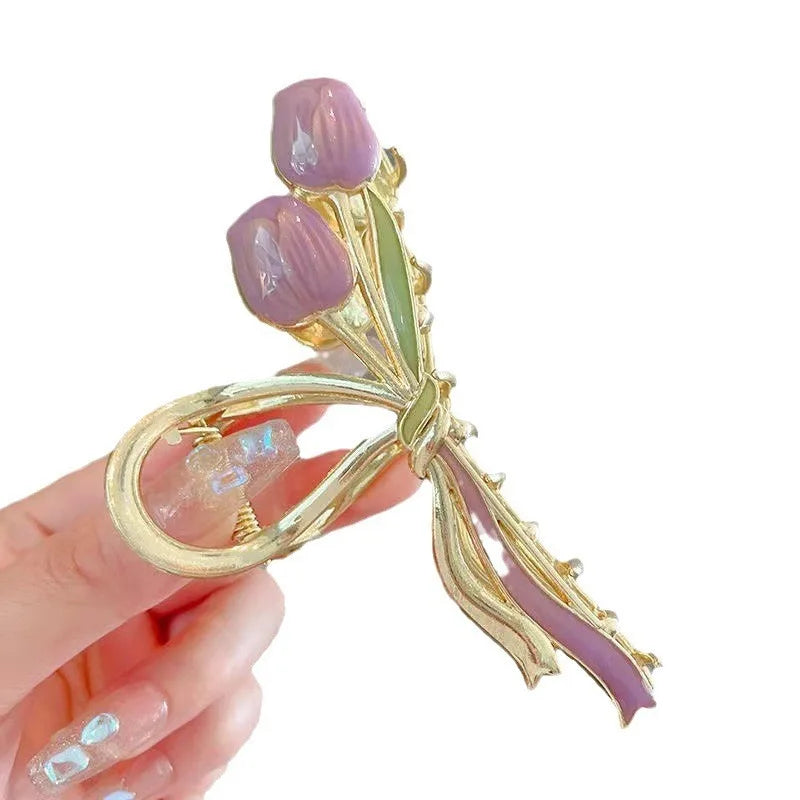 New Sweet Temperament Metal Hair Clips for Women Simplicity Shark Hair Clip Girl Hair Clips Flower