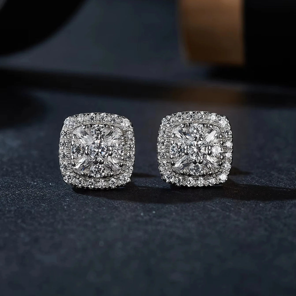 Guangzhou Luxury Lab Grown Diamond Ladies Earrings Rhodium S925 Sterling Silver VVS Moissanite Custom Women Stud Earrings