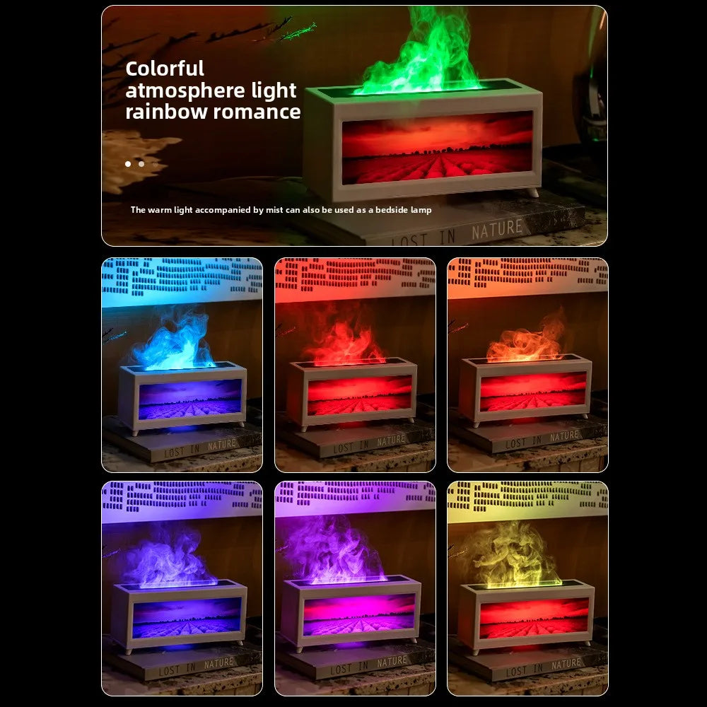 Office Desk Simulation Flame Fireplace USB Quiet Operation Humidifier Extra-Large Mist Output Spray Home Charcoal Fire Essential