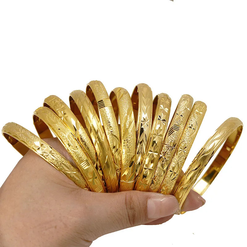 Dropshipping Exquisite Design Stainless Steel Modern Women Bangle Fashion Jewelry Engraved Bracelets Bangles Gold Plated
