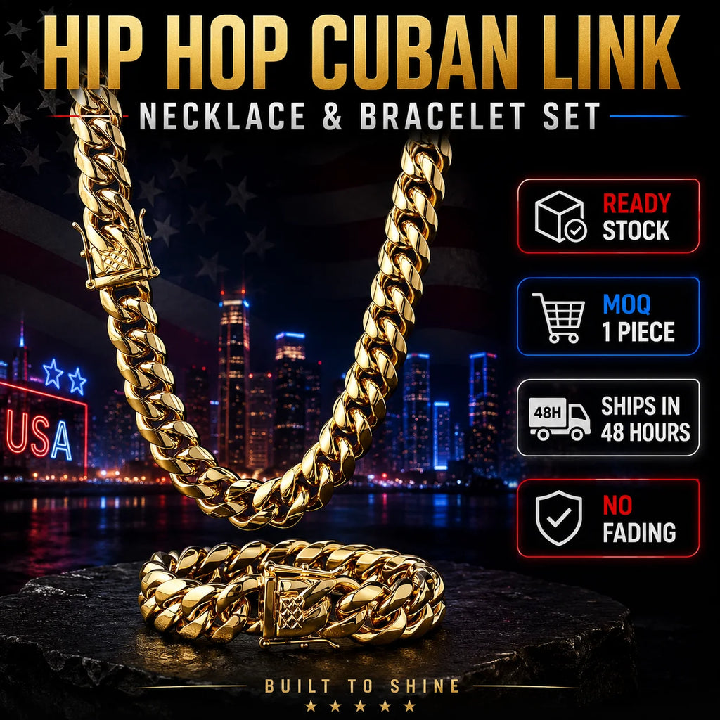 Renqing Wholesale 18K Gold Plated Jewelry Mens Stainless Steel Collier Cadena Corrente Collana Cuban Links Chains Necklace