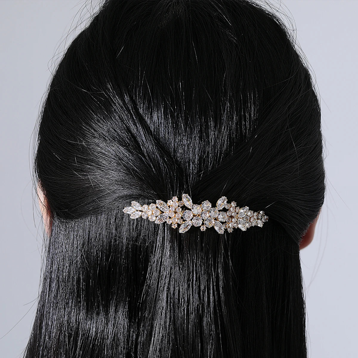 LUOTEEMI Factory Direct Sale Metal Clipper Fancy Bridal Wedding Girls Vintage Clip Wholesale Cubic Zirconia Hair French Pin