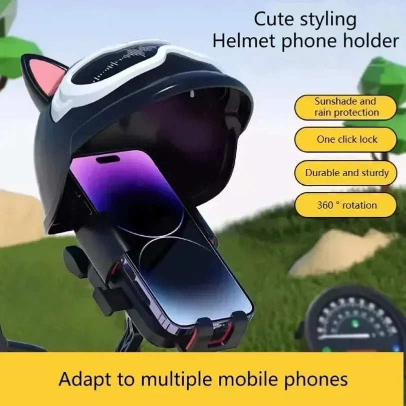 Portable Electric Vehicle & Bicycle Rider Mobile Phone Holder Cute Navigation Sunshade Rainproof Takeaway Feature
