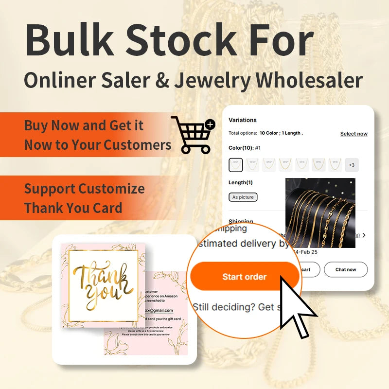HOVANCI Stainless Steel Necklace Chain Bulk Hypoallergenic Waterproof Tarnish Free Jewelry 18K Gold Plated PVD Chains Necklace