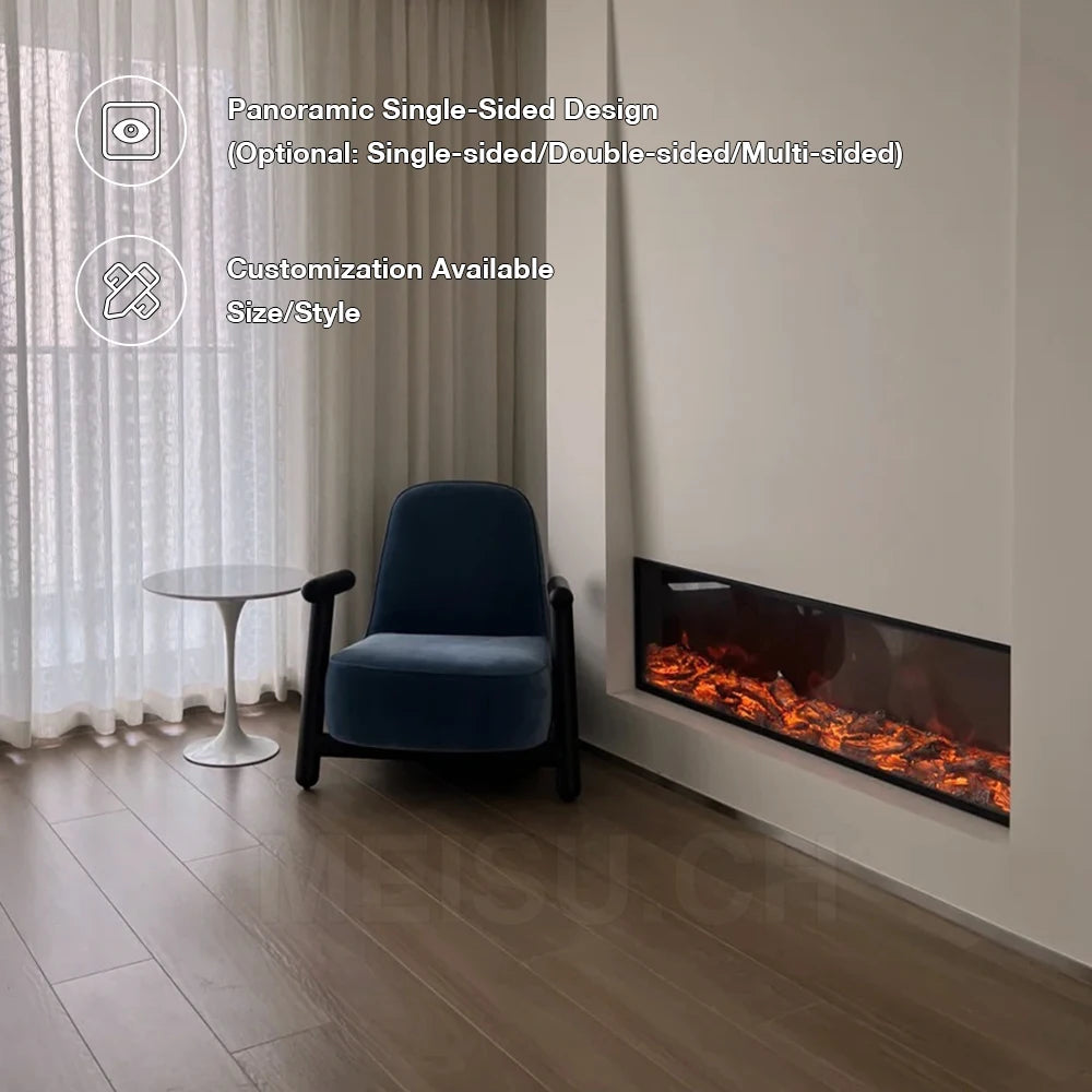 MEISU.CH Decorative Mantel Transparent Master Flame Thin Electric Fireplaces Double Side 3d Log