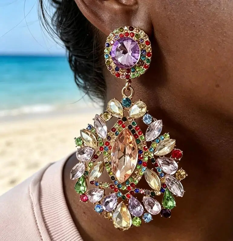 2027 New Arrival Fashion Jewelry Crystal Big Drop Dangle Earring for Women Luxury Wedding Bridal Maxi Crystal Statement Earrings