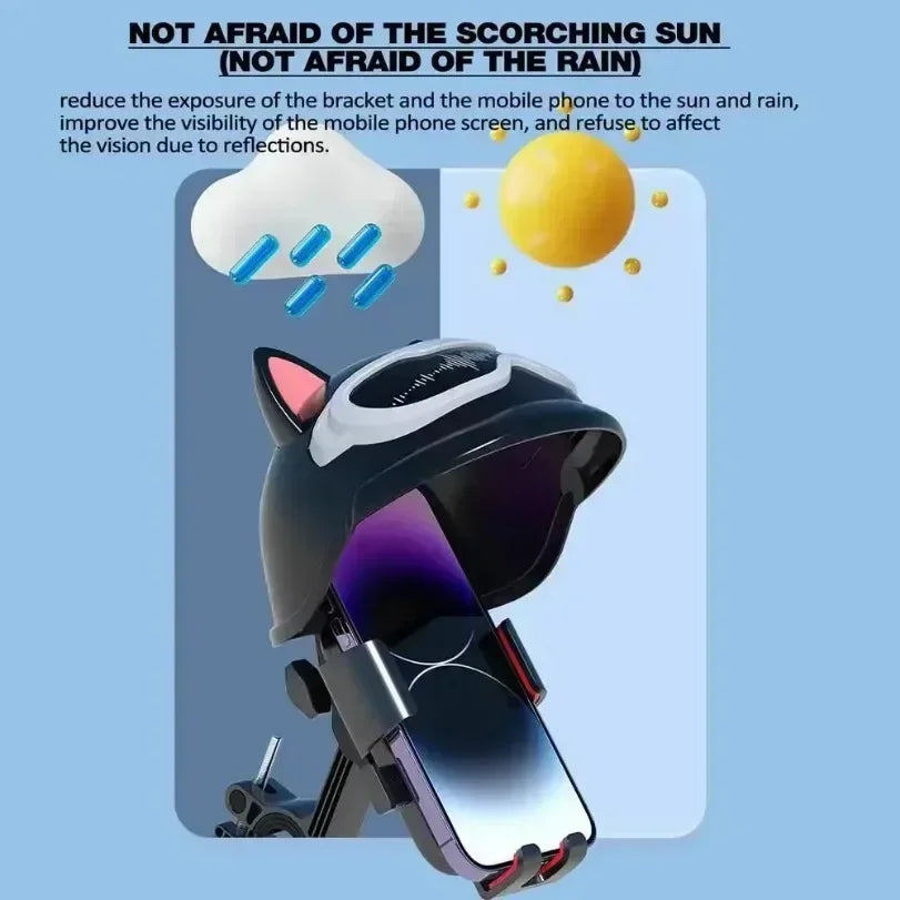 Portable Electric Vehicle & Bicycle Rider Mobile Phone Holder Cute Navigation Sunshade Rainproof Takeaway Feature