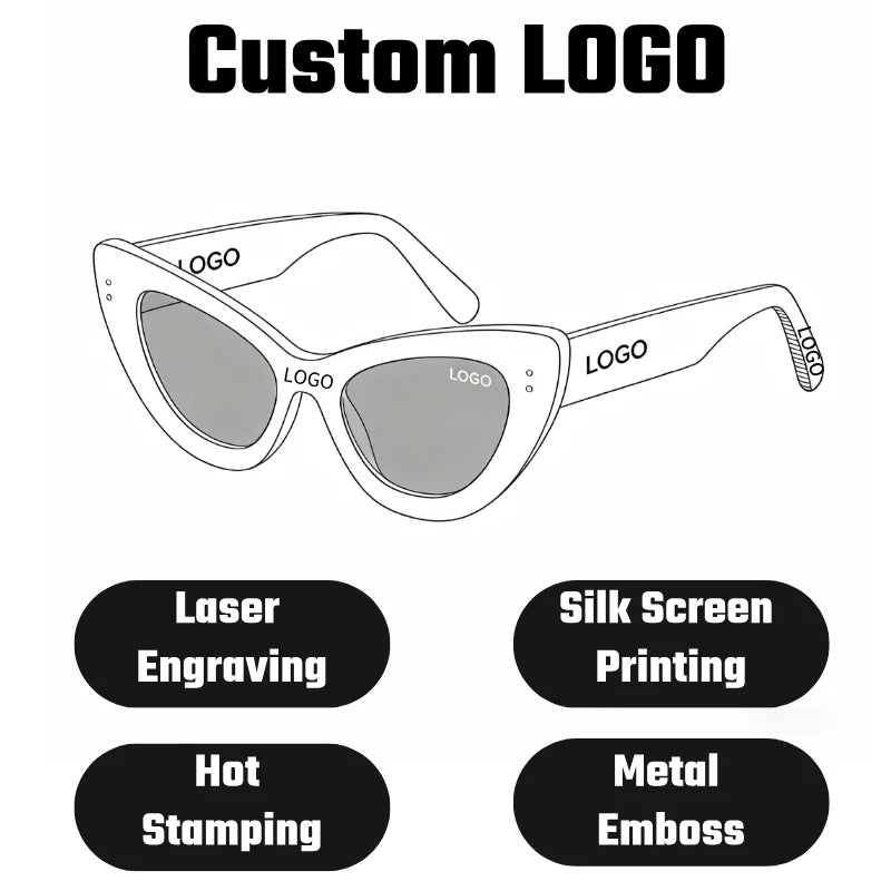 New Trend Sunglasses Fashion Retro Shades cat Eye Oval Pc Frames UV400 Protection Ready to Ship Custom Logo Wholesale for Woman