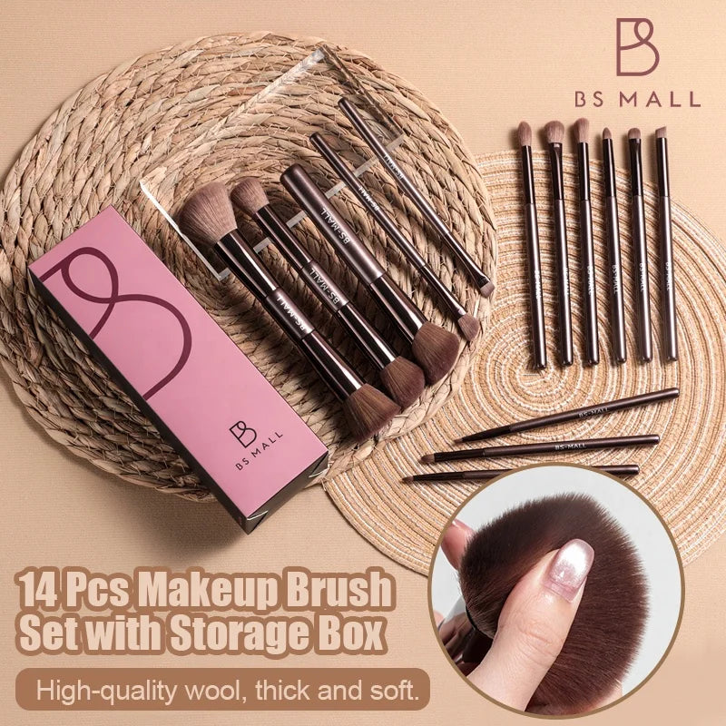 BS-MALL Aluminium Handle Makeup Brush Set Luxury Cosmetics Tools Custom Logo OEM Soft Synthetic Eyeshadow Foundation Brushes Set