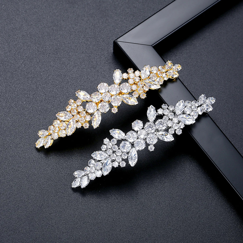LUOTEEMI Factory Direct Sale Metal Clipper Fancy Bridal Wedding Girls Vintage Clip Wholesale Cubic Zirconia Hair French Pin