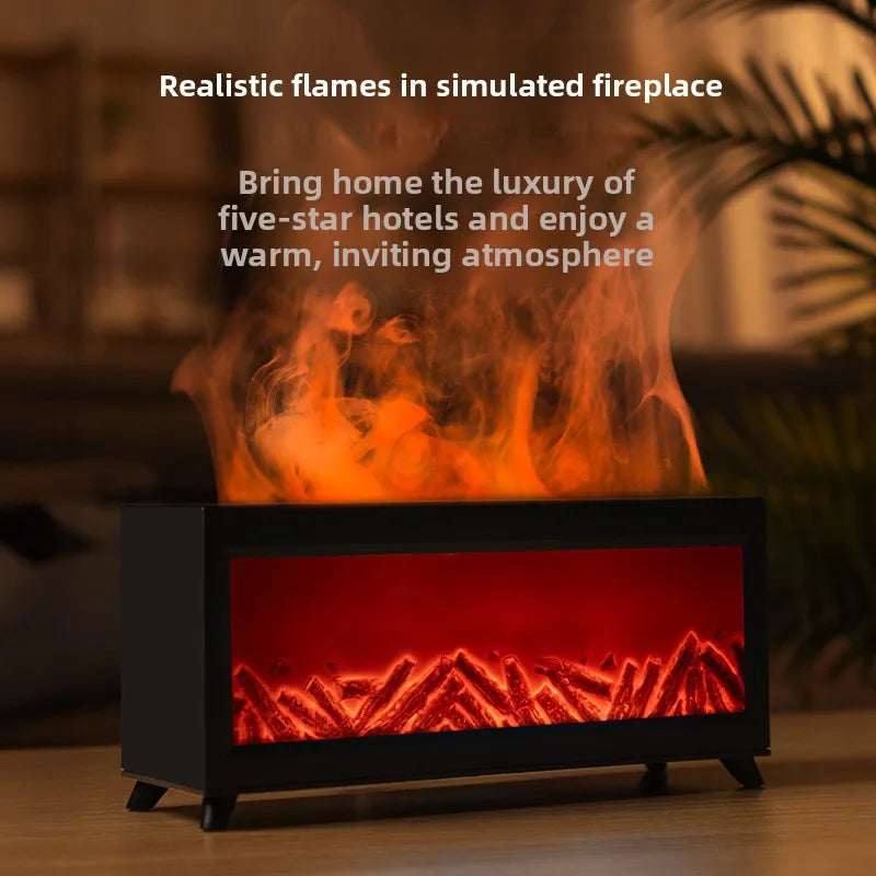 Office Desk Simulation Flame Fireplace USB Quiet Operation Humidifier Extra-Large Mist Output Spray Home Charcoal Fire Essential