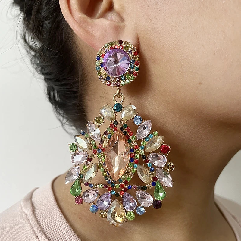 2027 New Arrival Fashion Jewelry Crystal Big Drop Dangle Earring for Women Luxury Wedding Bridal Maxi Crystal Statement Earrings