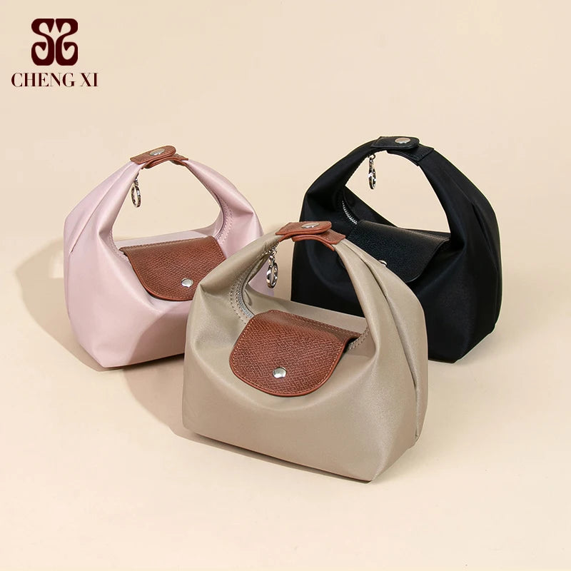 Versatile Lady Handbag Braided Bag 2025  Nylon Waterproof Tote Bag with Two Detachable Shoulder Straps Fashionable Dumpling Bag