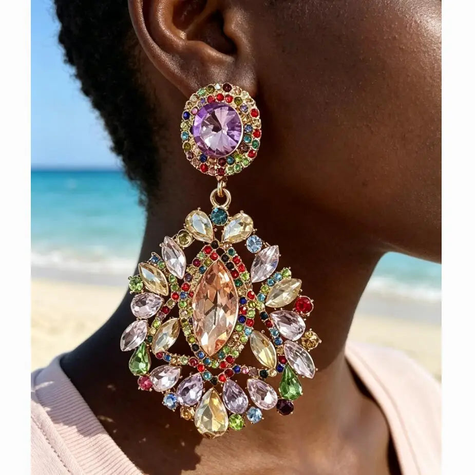 2027 New Arrival Fashion Jewelry Crystal Big Drop Dangle Earring for Women Luxury Wedding Bridal Maxi Crystal Statement Earrings