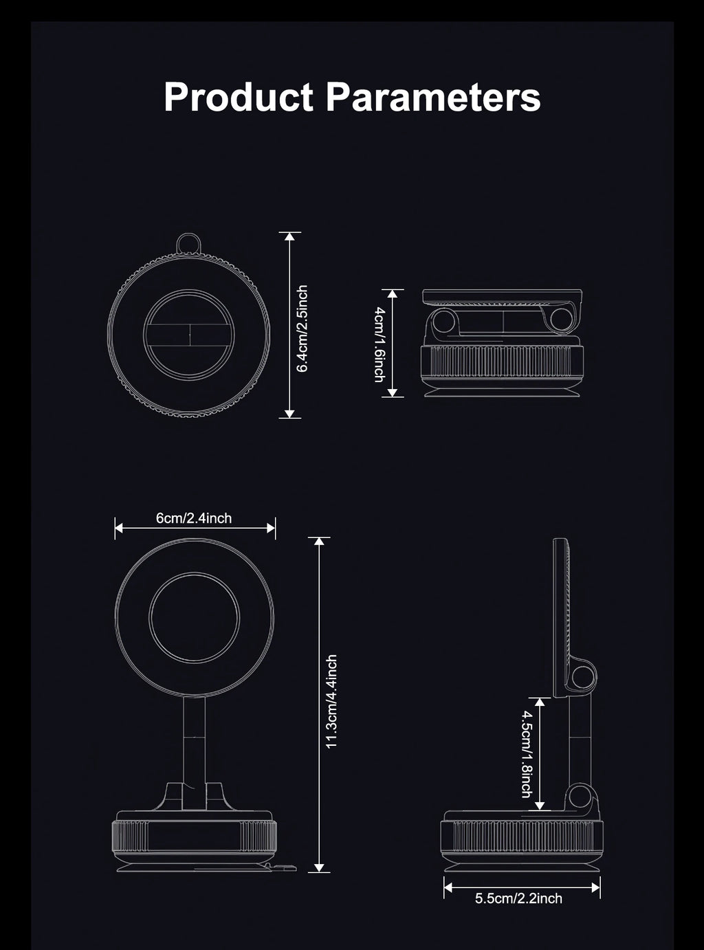 Original K007 Universal 360 Degree Car Mobile Phone Holder with Strong Magnets Magnetic Car Desk Stand Direct Factory Supply